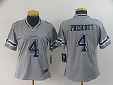 Women Nike Cowboys 4 Dak Prescott Gray Inverted Legend Limited Jersey,baseball caps,new era cap wholesale,wholesale hats